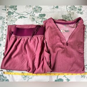 Adar Women's Heather Pink Scrub Set